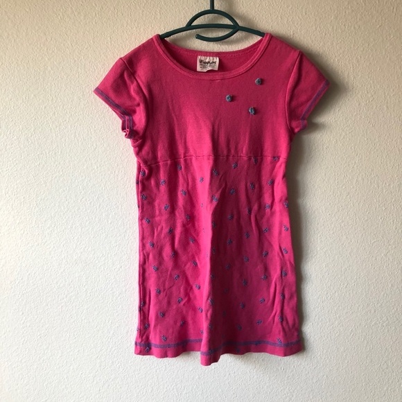 Flapdoodles Bright Pink Dress with Blue Floral Embroidery - Picture 1 of 2